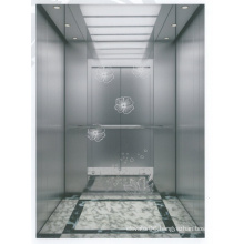 Gearless Commercial Passenger Elevator with Mirror, Etching, Hairline Stainless Steel
